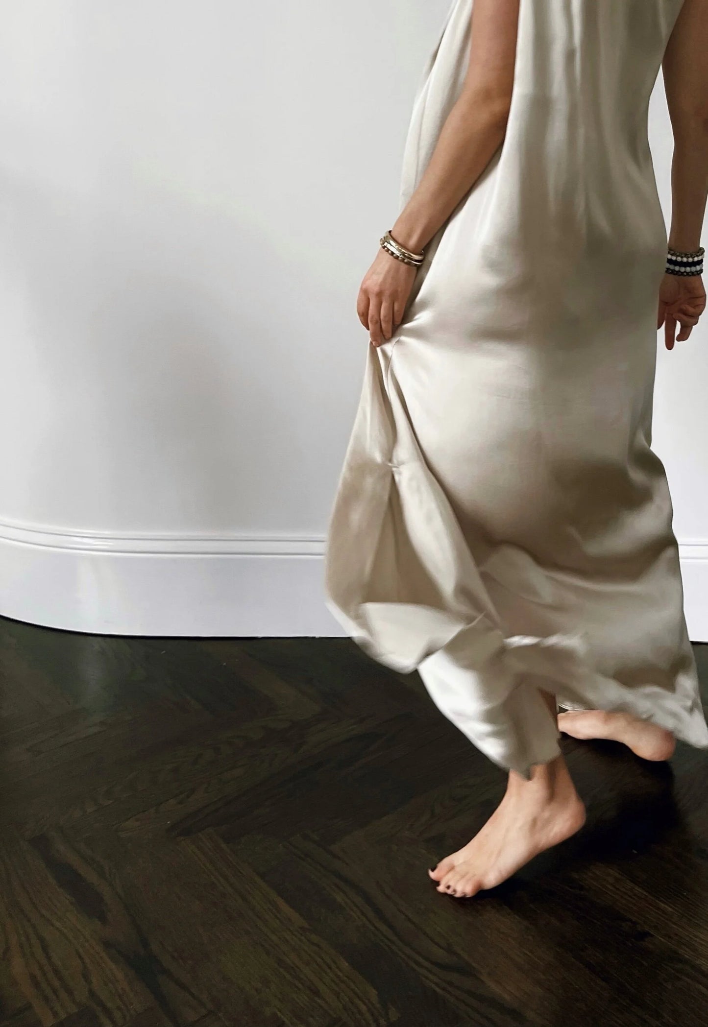 Paix Dress in Sand Washed Silk