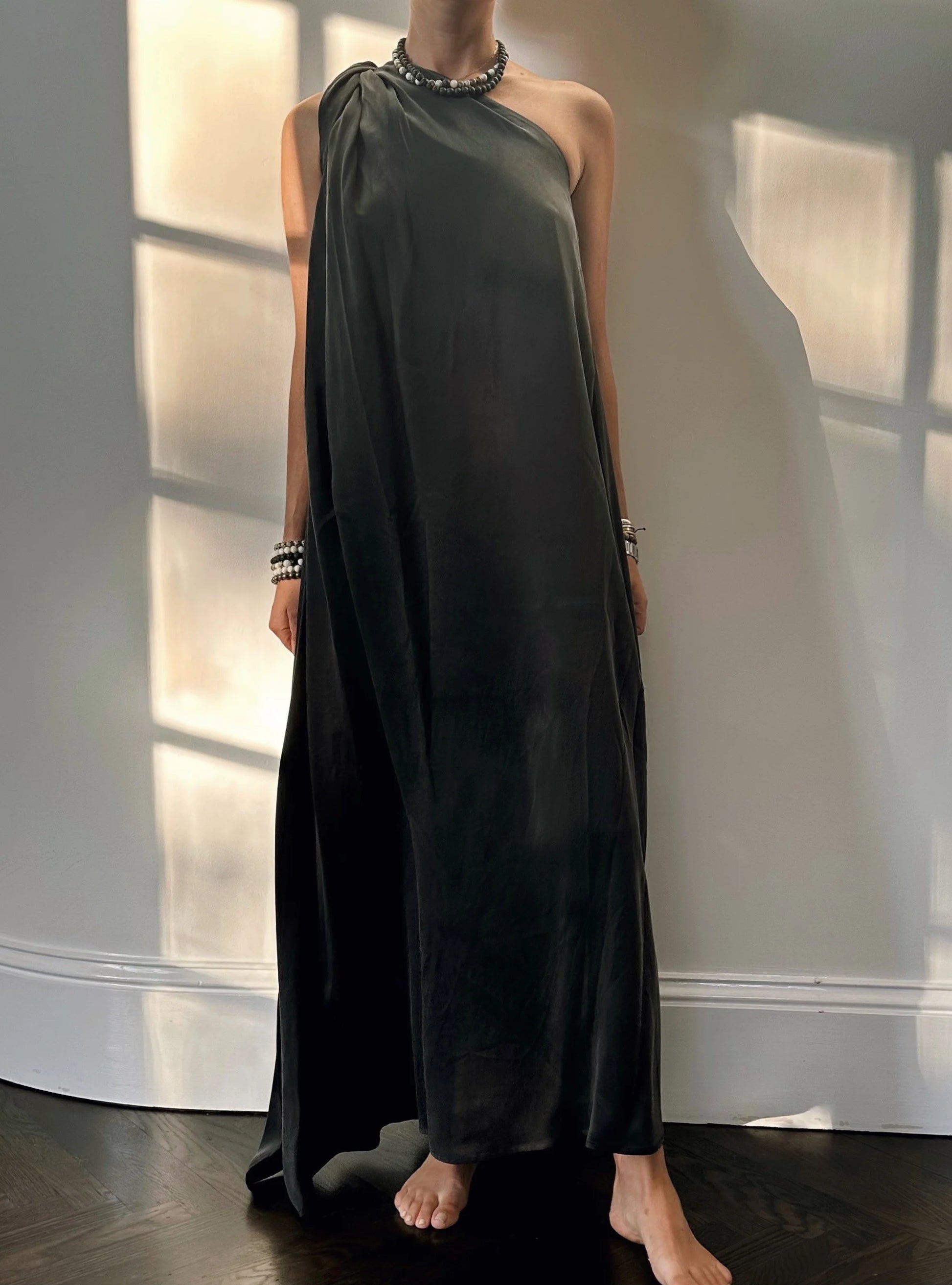 Paix Dress in Sand Washed Silk
