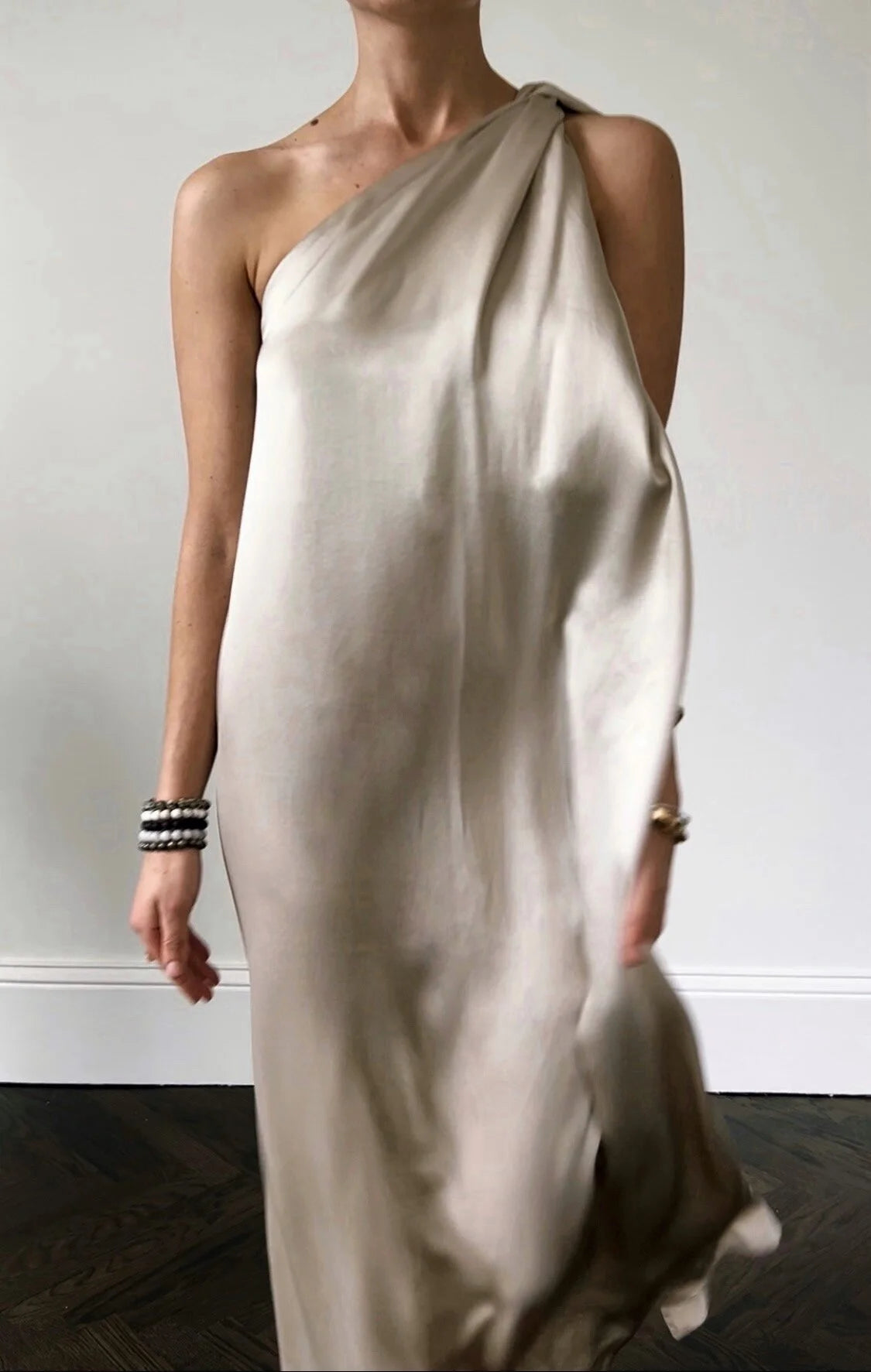 Paix Dress in Sand Washed Silk