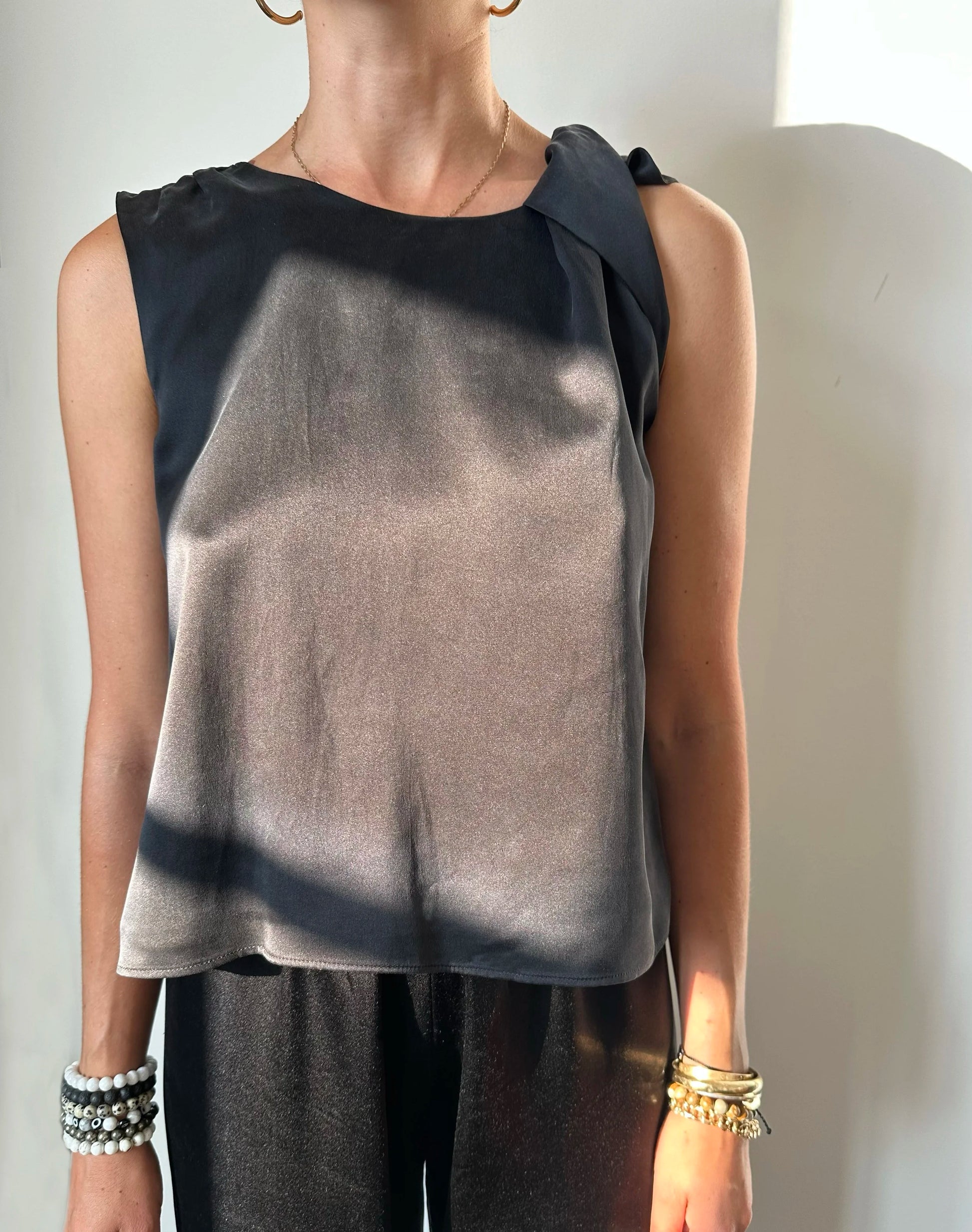 Fleur Top in Sand Washed Silk