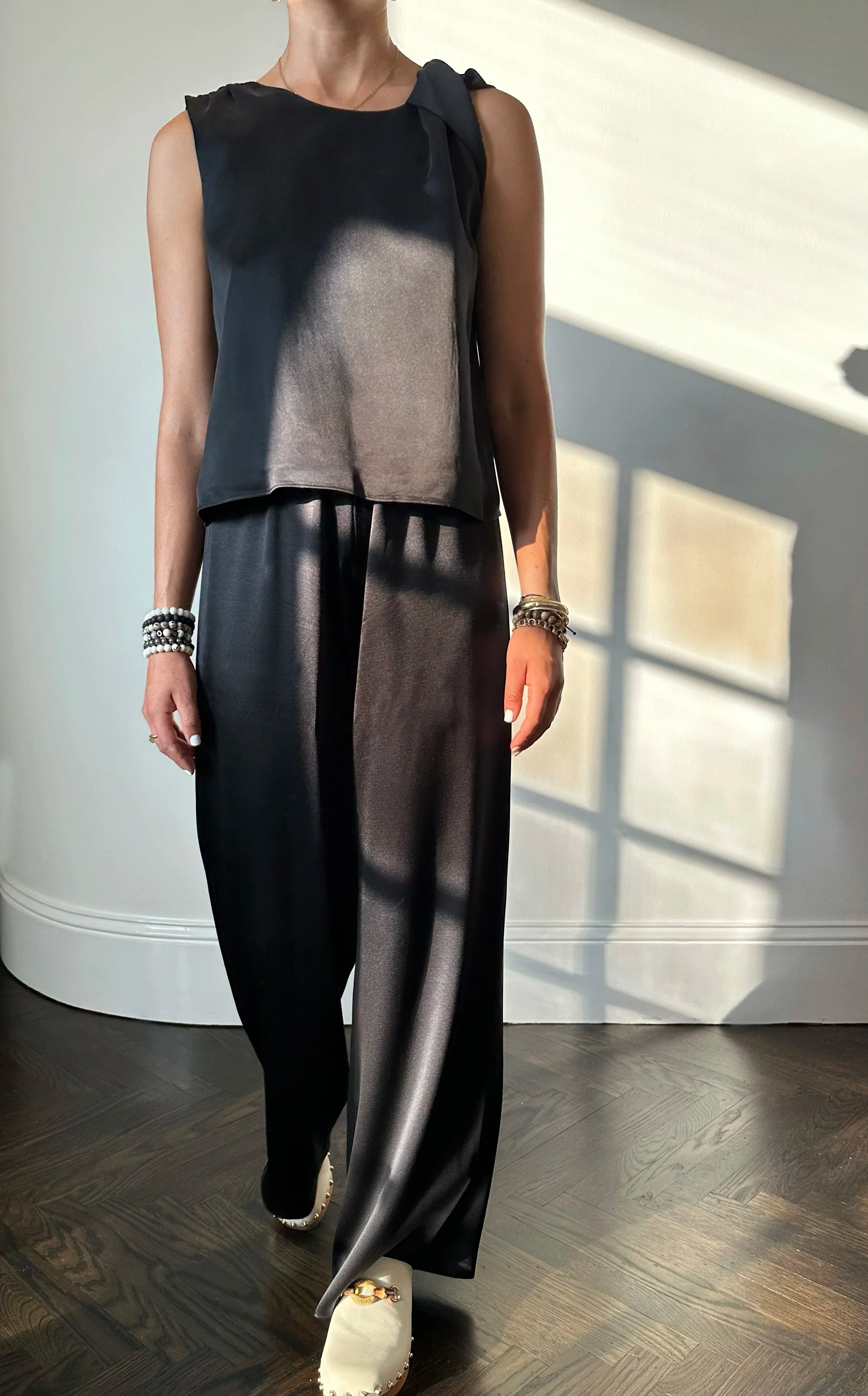 Fleur Top in Sand Washed Silk