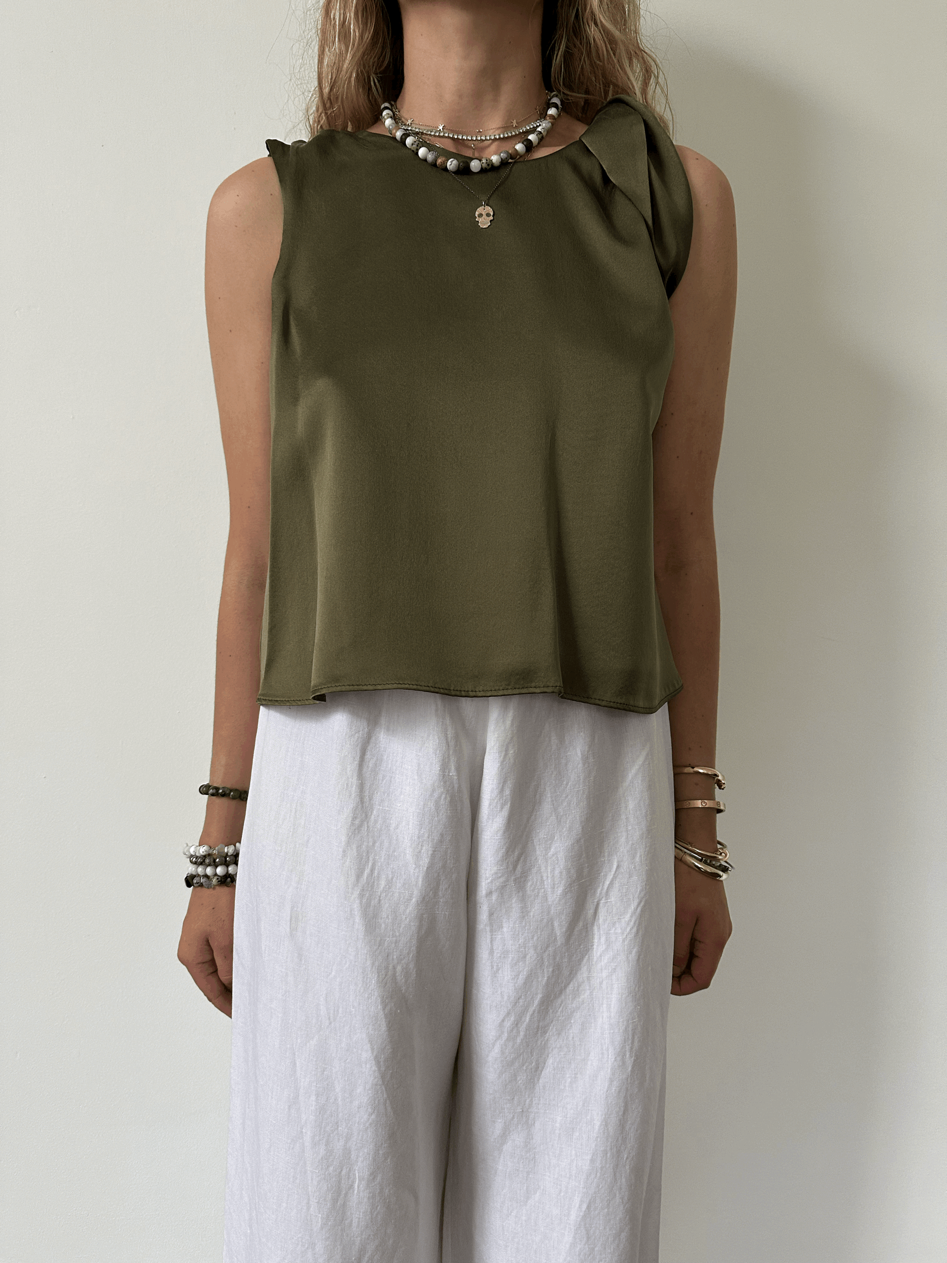 The Fleur Top in Sand Washed Silk