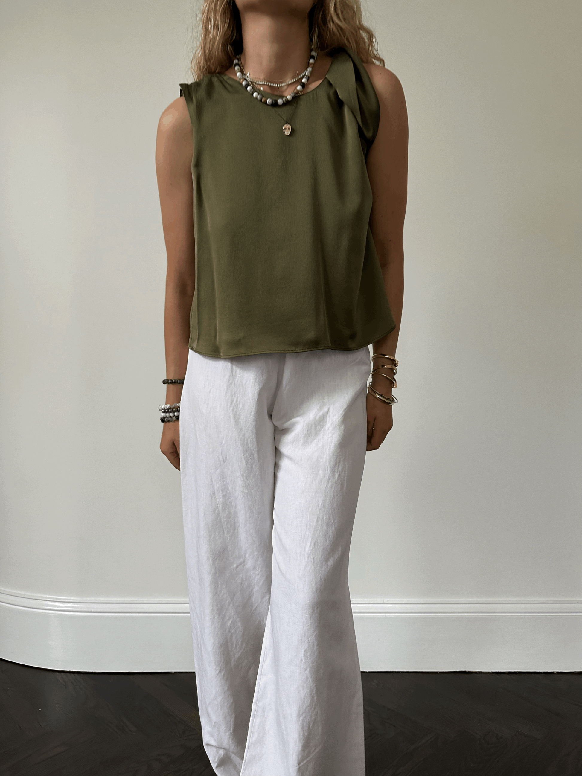 The Fleur Top in Sand Washed Silk
