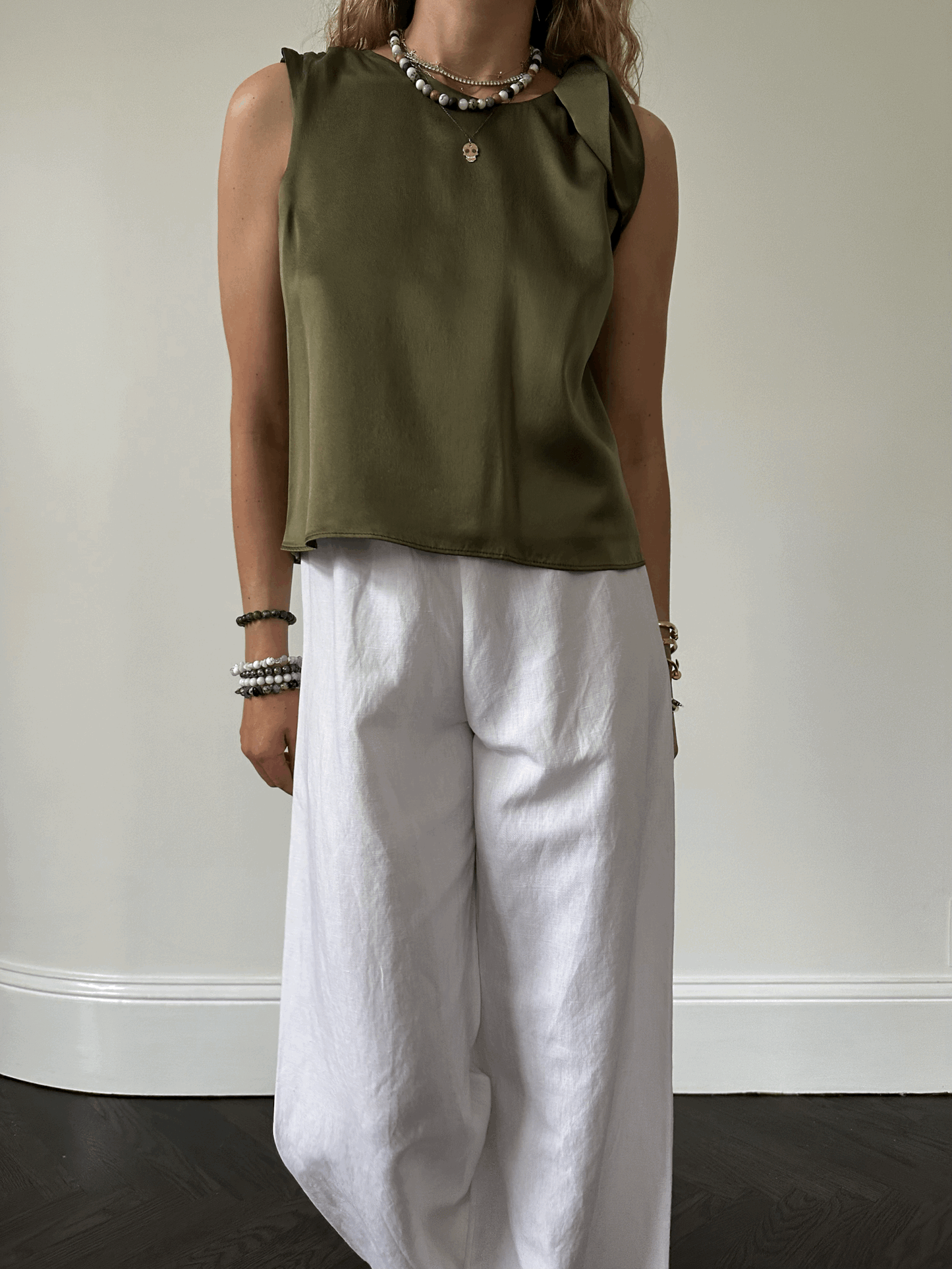 The Fleur Top in Sand Washed Silk